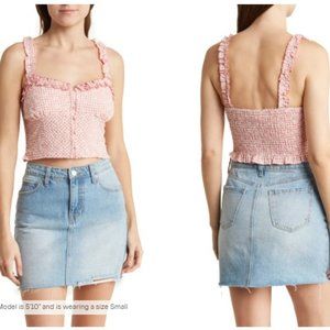 Ruffle Embroidered Eyelet Cotton Crop Top